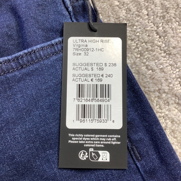 7 For All Mankind Ultra High Rise Jo Wide Leg Jeans Virginia Blue Size 32 NWT - Picture 5 of 16